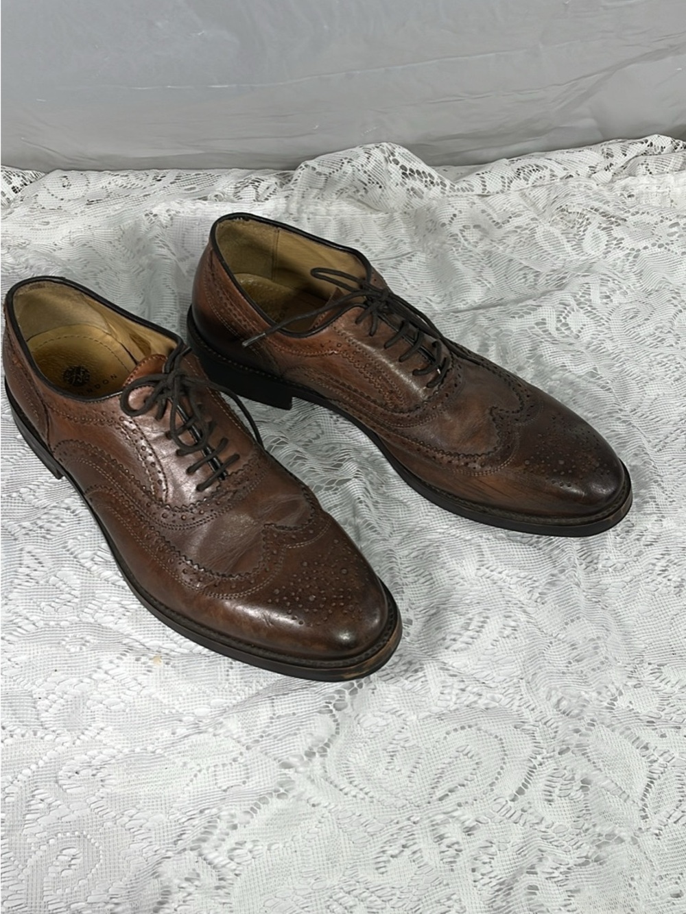 Classic Men's Brown Leather Wingtip Oxfords